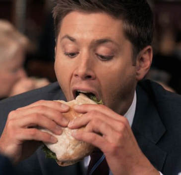 Dean Winchester eating