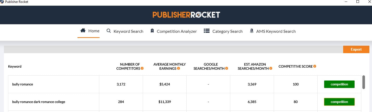 Publisher Rocket search results for bully romance